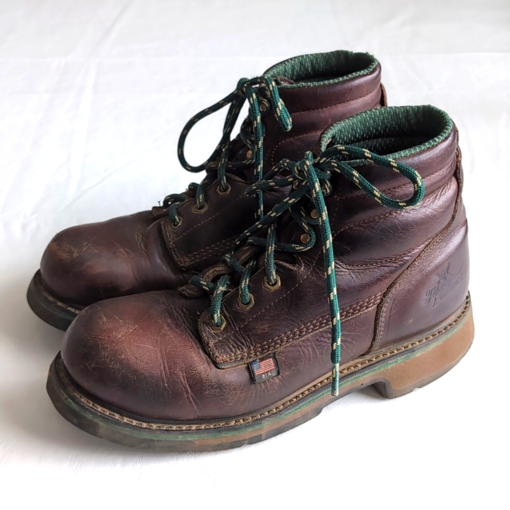 Thorogood Mens 804-4711 Lace Up Safety Toe Brown Leather Work Boots Men'…